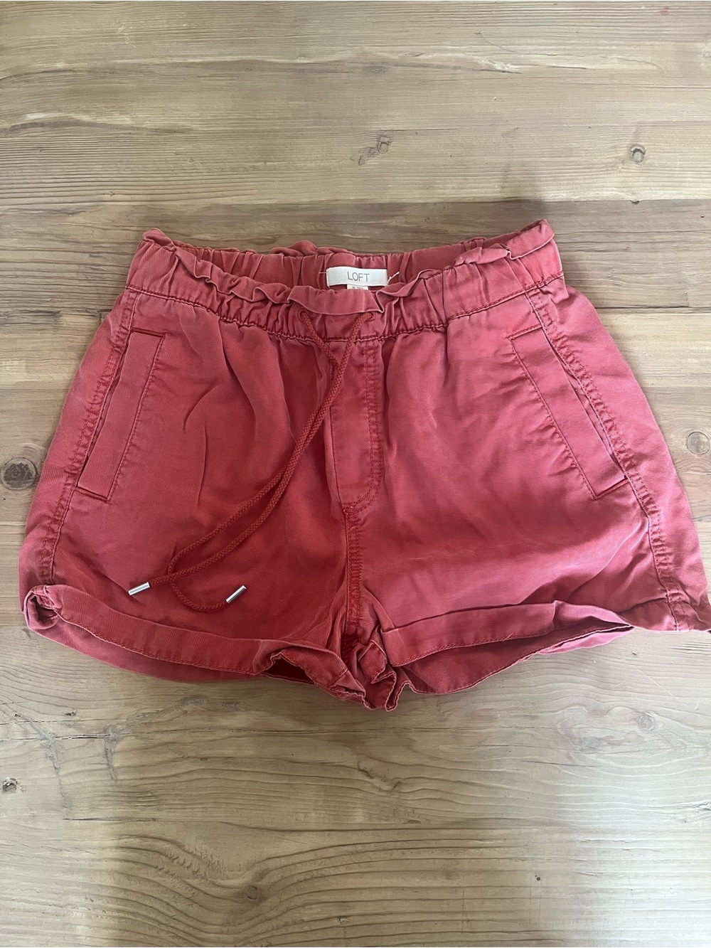 LOFT Women's Drawstring Casual Shorts in Rose Red